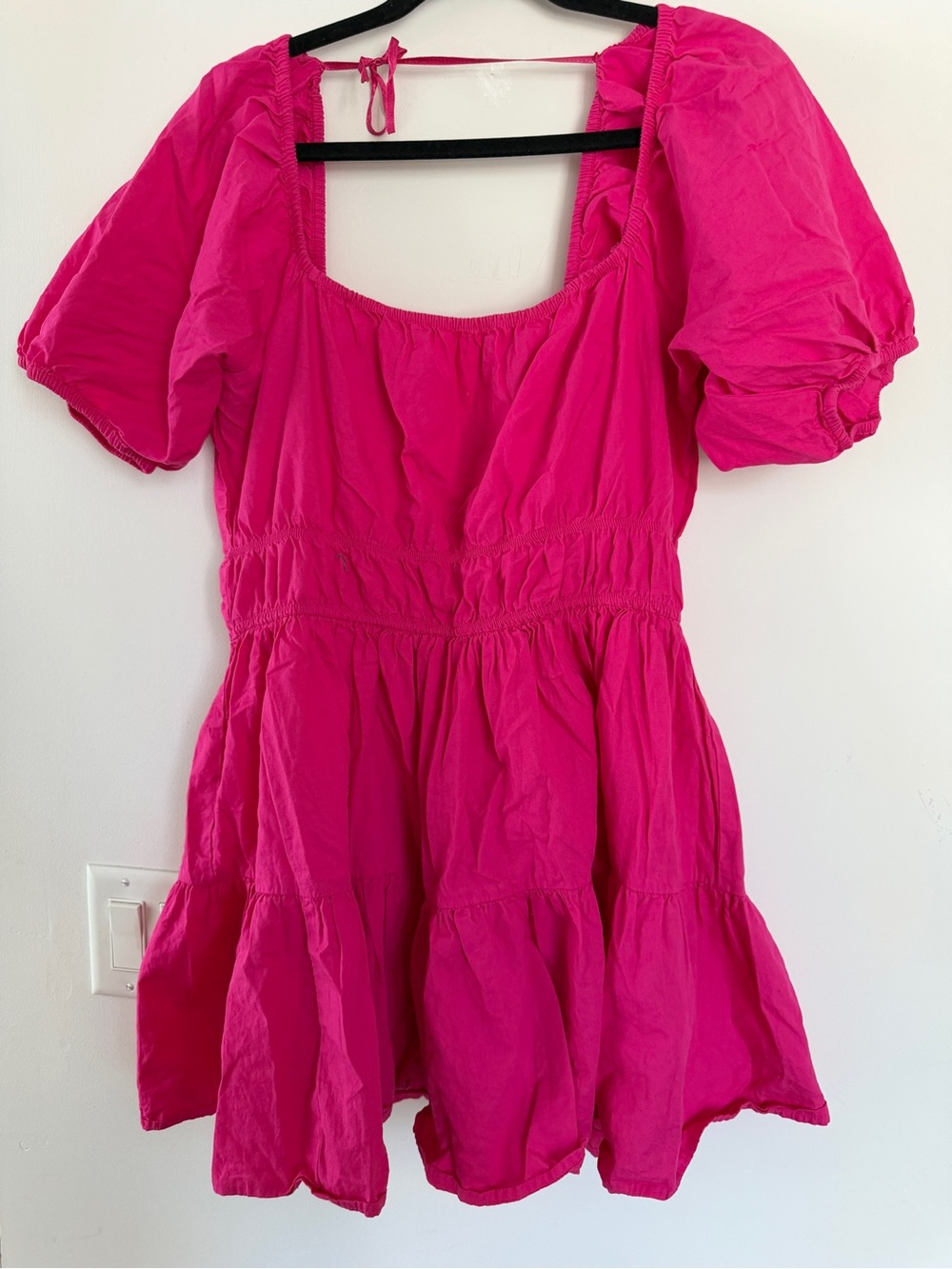 Avec Les Filles Hot Pink Puff Sleeve Mini Dress